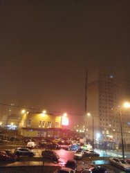 Туманная ночь в Люберцах после дождя