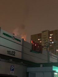 Пожар на крыше торгового центра "ТДТ" в Томилино