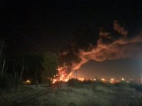 В Рузском районе огромный пожар, горит нефтяное хранилище